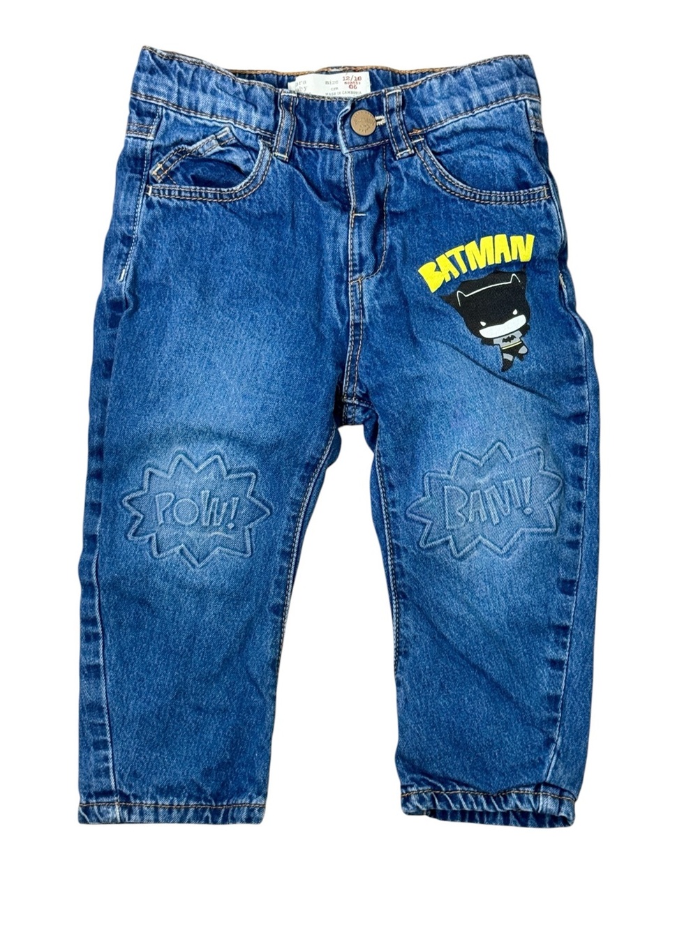 Zara Baby Collection Batman Lined Denim Jeans Sz 12–18 Months Boys Graphic Pants